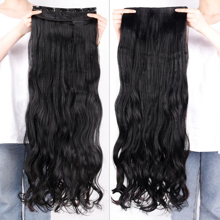 NICESY Synthetic Long Wavy 5 Clips Hair Extensions 22Inch/32Inch