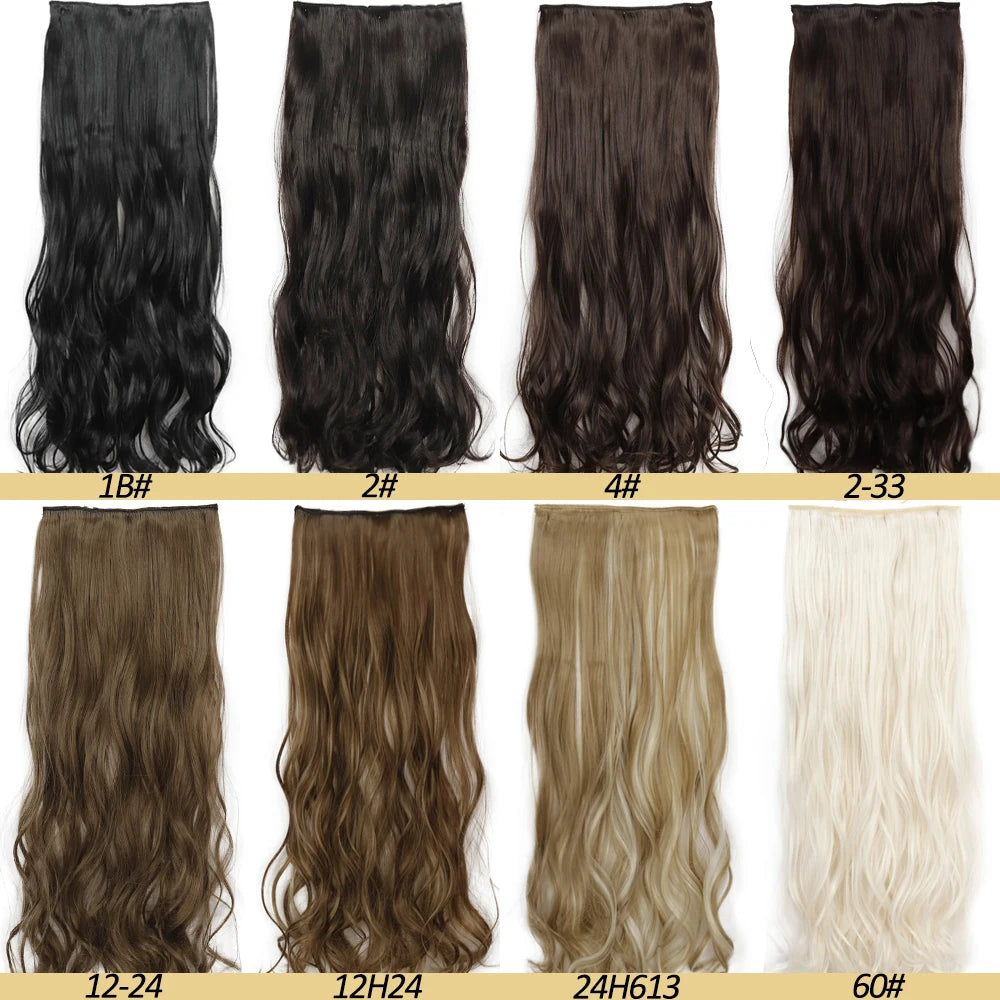 NICESY Synthetic Long Wavy 5 Clips Hair Extensions 22Inch/32Inch