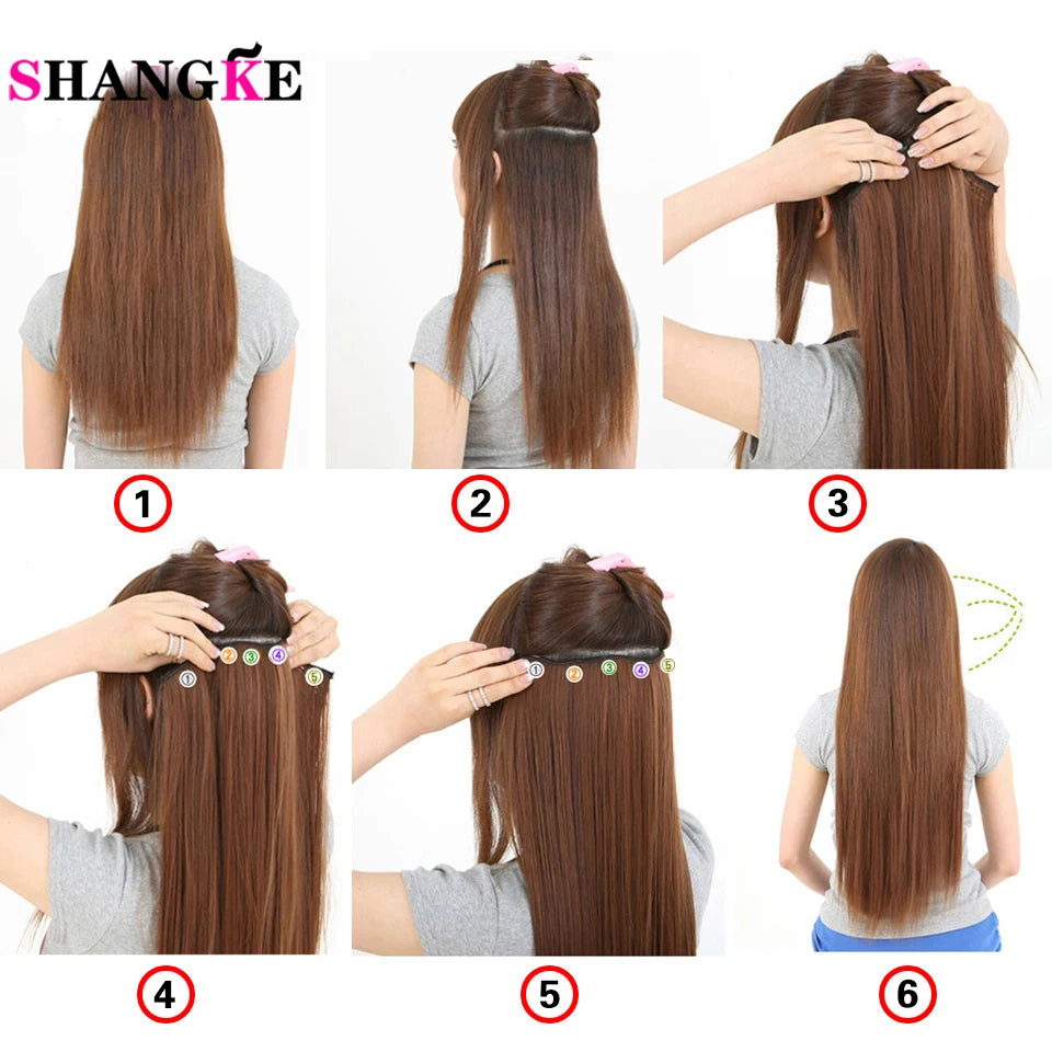 SHANGKE Synthetic 40-Inch Clip In One Piece Hair extension