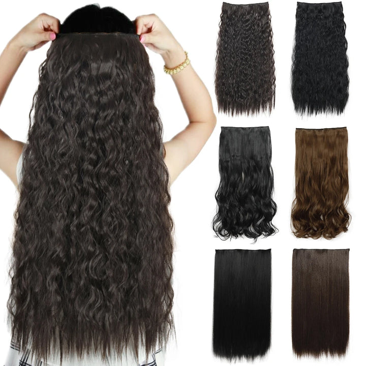 Azqueen Long Synthetic Water Wavy Clips Hair Extension