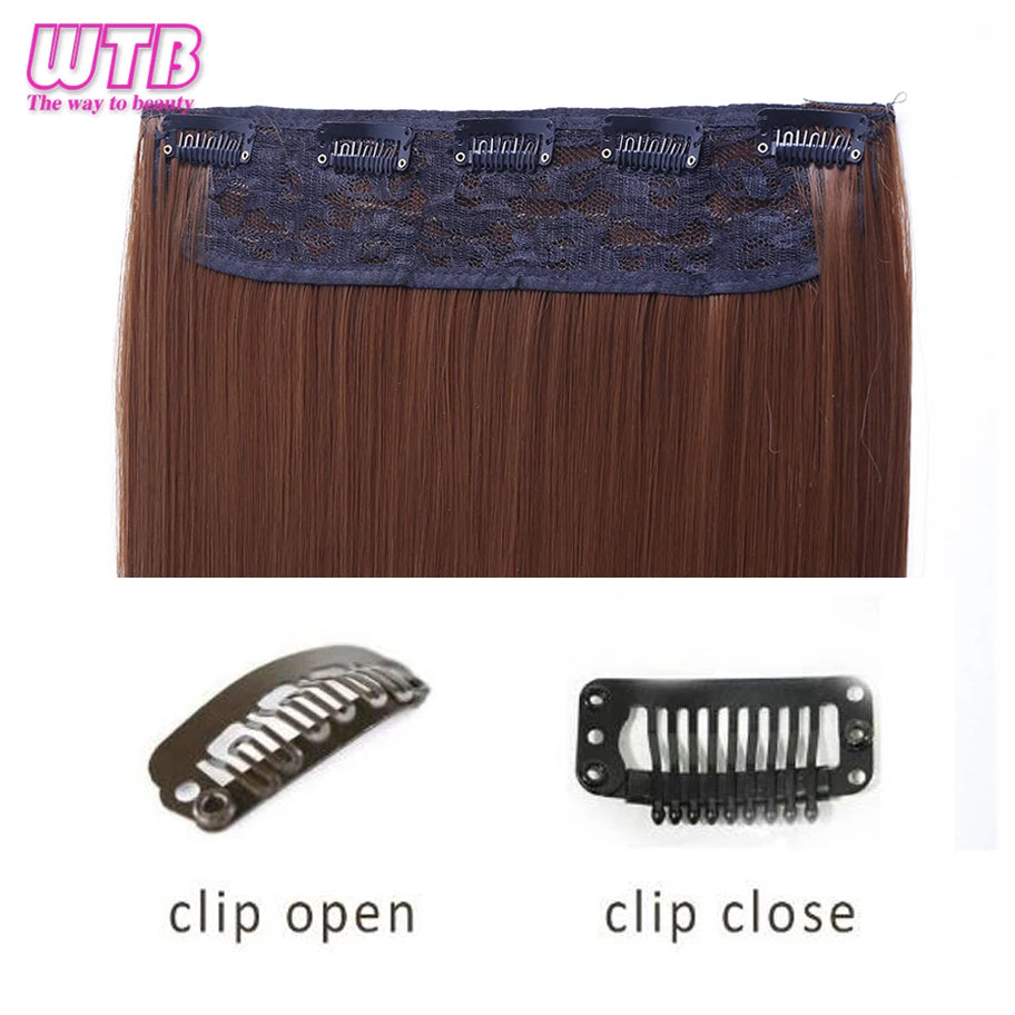 WTB Synthetic 100cm 5 Clip In Hair Extension Heat Resistant