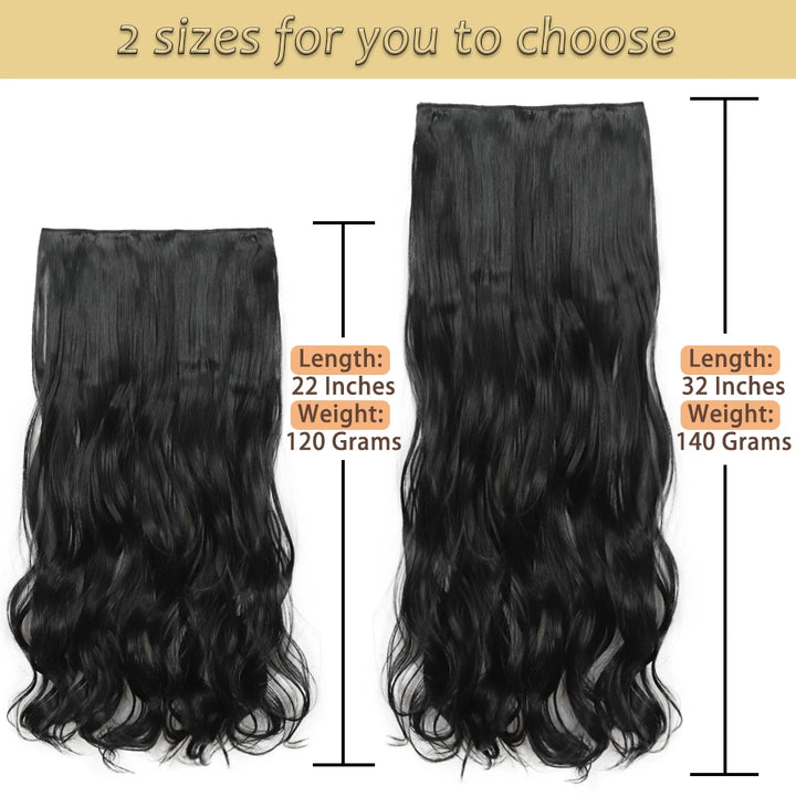 NICESY Synthetic Long Wavy 5 Clips Hair Extensions 22Inch/32Inch