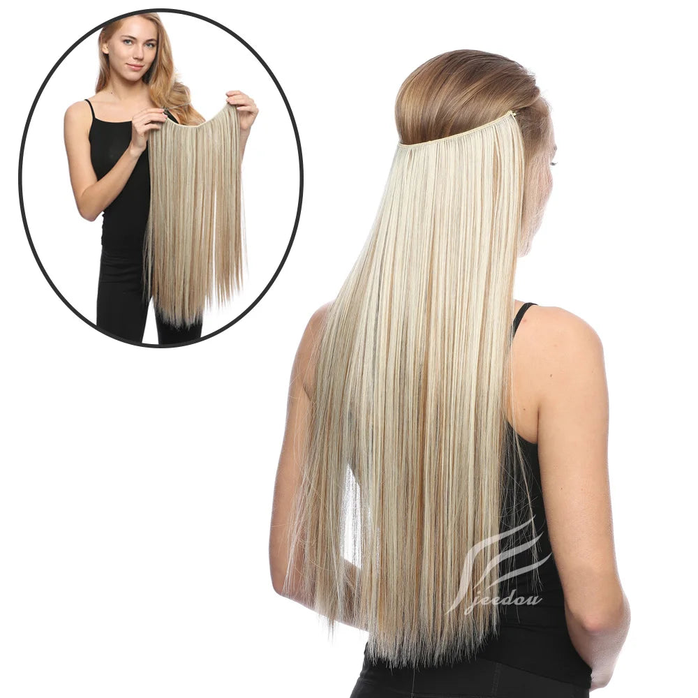 No Clip No Glue Invisible One piece Hair Extensions 24inch Long