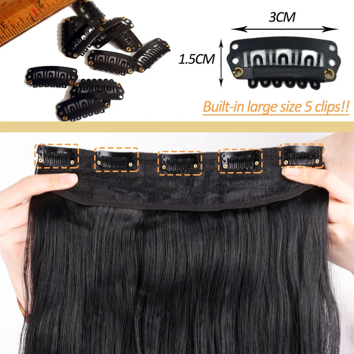 NICESY Synthetic Long Wavy 5 Clips Hair Extensions 22Inch/32Inch