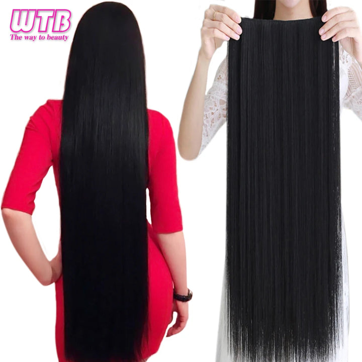 WTB Synthetic 100cm 5 Clip In Hair Extension Heat Resistant