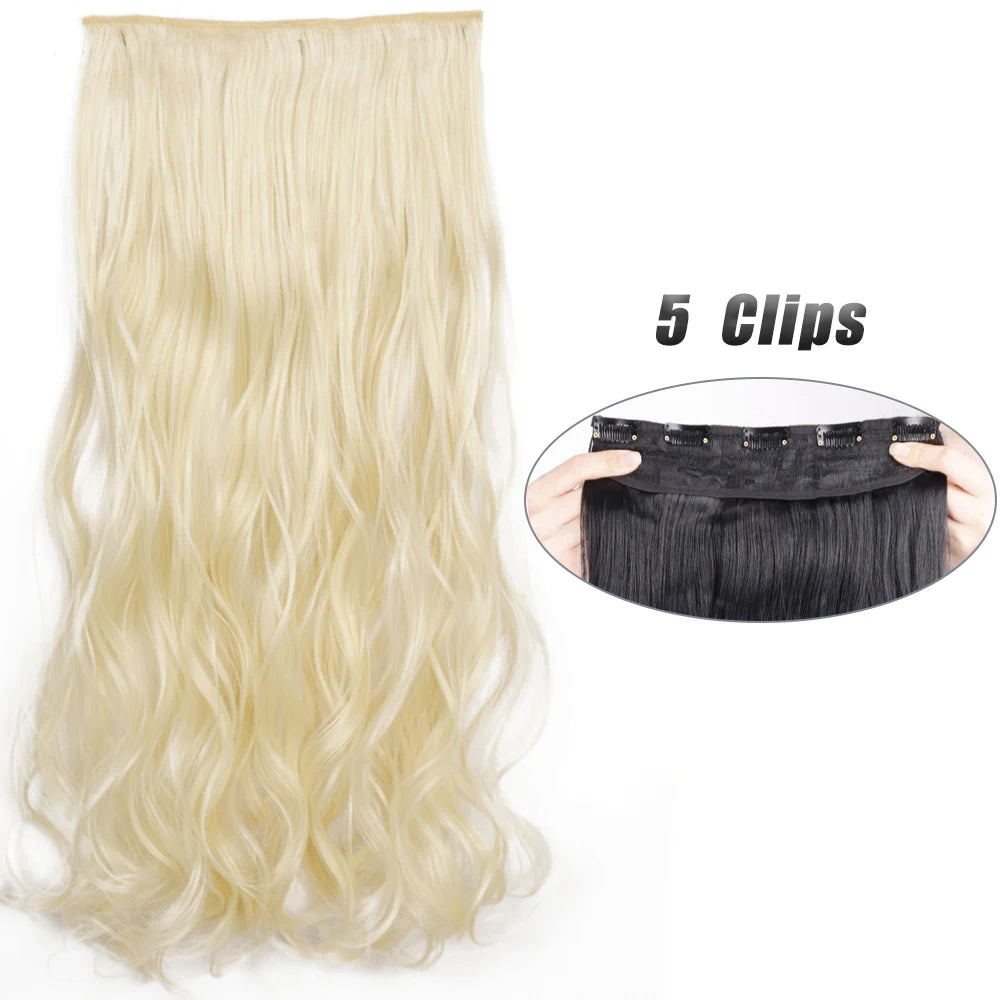 Synthetic 5 Clip In Hair Extensions Long Straight Natural Fake Hair For Women