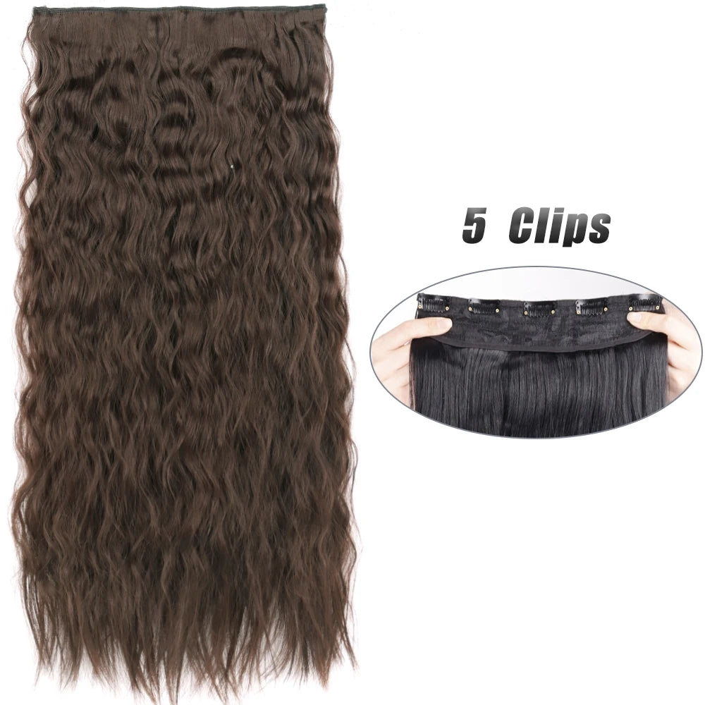 Synthetic 5 Clip In Hair Extensions Long Straight Natural Fake Hair For Women