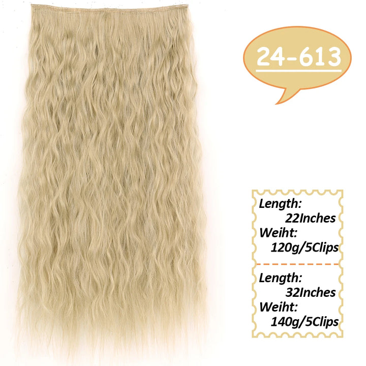 NICESY Synthetic Long Wavy 5 Clips Hair Extensions 22Inch/32Inch