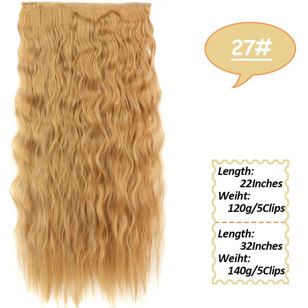 NICESY Synthetic Long Wavy 5 Clips Hair Extensions 22Inch/32Inch