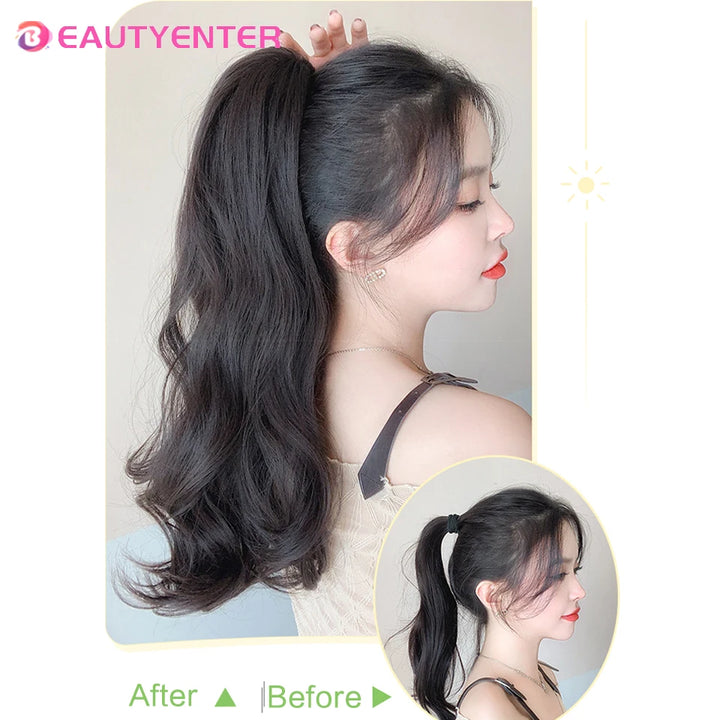 BEAUTYENTER Synthetic Long Curly Hair Band With Grab Clip