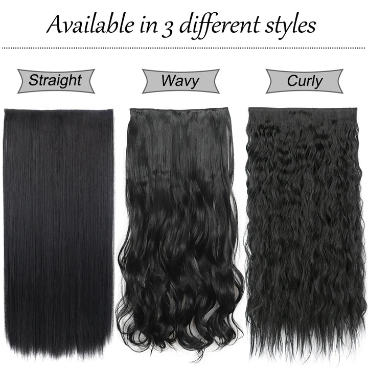 Synthetic 5 Clip In Hair Extensions Long Straight Natural Fake Hair For Women