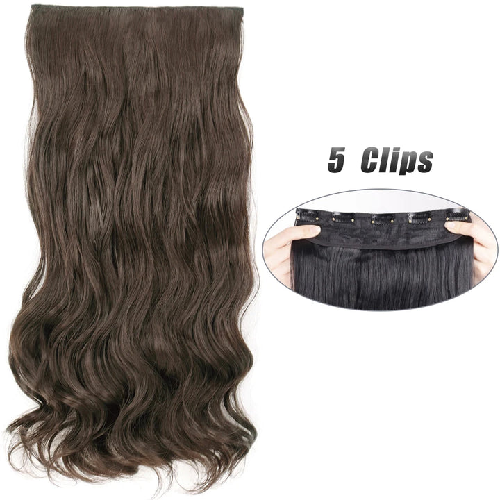 Synthetic 5 Clip In Hair Extensions Long Straight Natural Fake Hair For Women