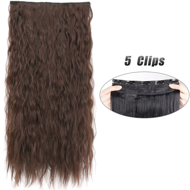 Synthetic 5 Clip In Hair Extensions Long Straight Natural Fake Hair For Women