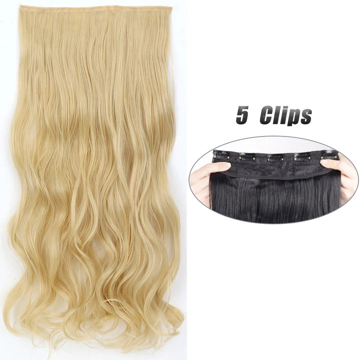 Synthetic 5 Clip In Hair Extensions Long Straight Natural Fake Hair For Women