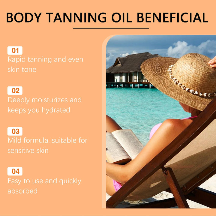 Body Tanning Oil Indoor Sunless Natural Bronzer Body Oil Care