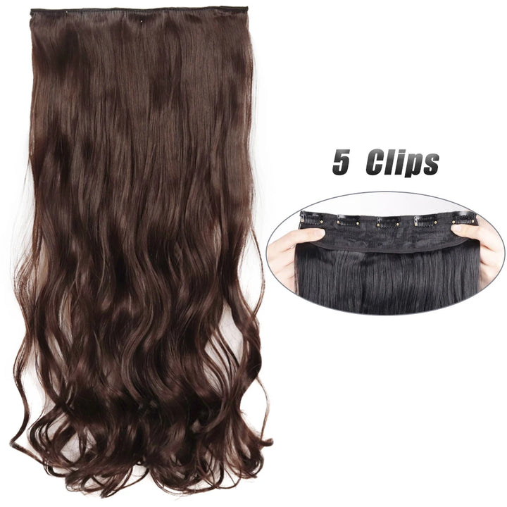 Synthetic 5 Clip In Hair Extensions Long Straight Natural Fake Hair For Women