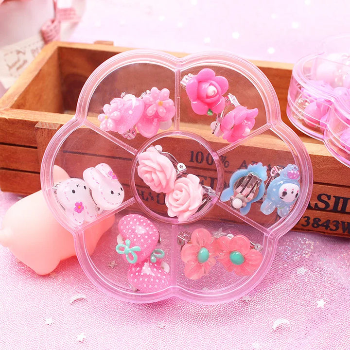 7 Pairs Mix In Box Lovely Children's Baby Girl Clip on Earrings