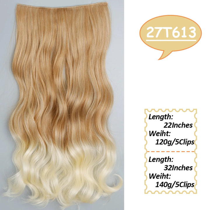 NICESY Synthetic Long Wavy 5 Clips Hair Extensions 22Inch/32Inch