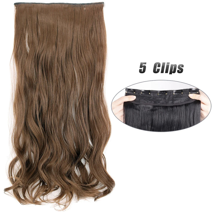 Synthetic 5 Clip In Hair Extensions Long Straight Natural Fake Hair For Women