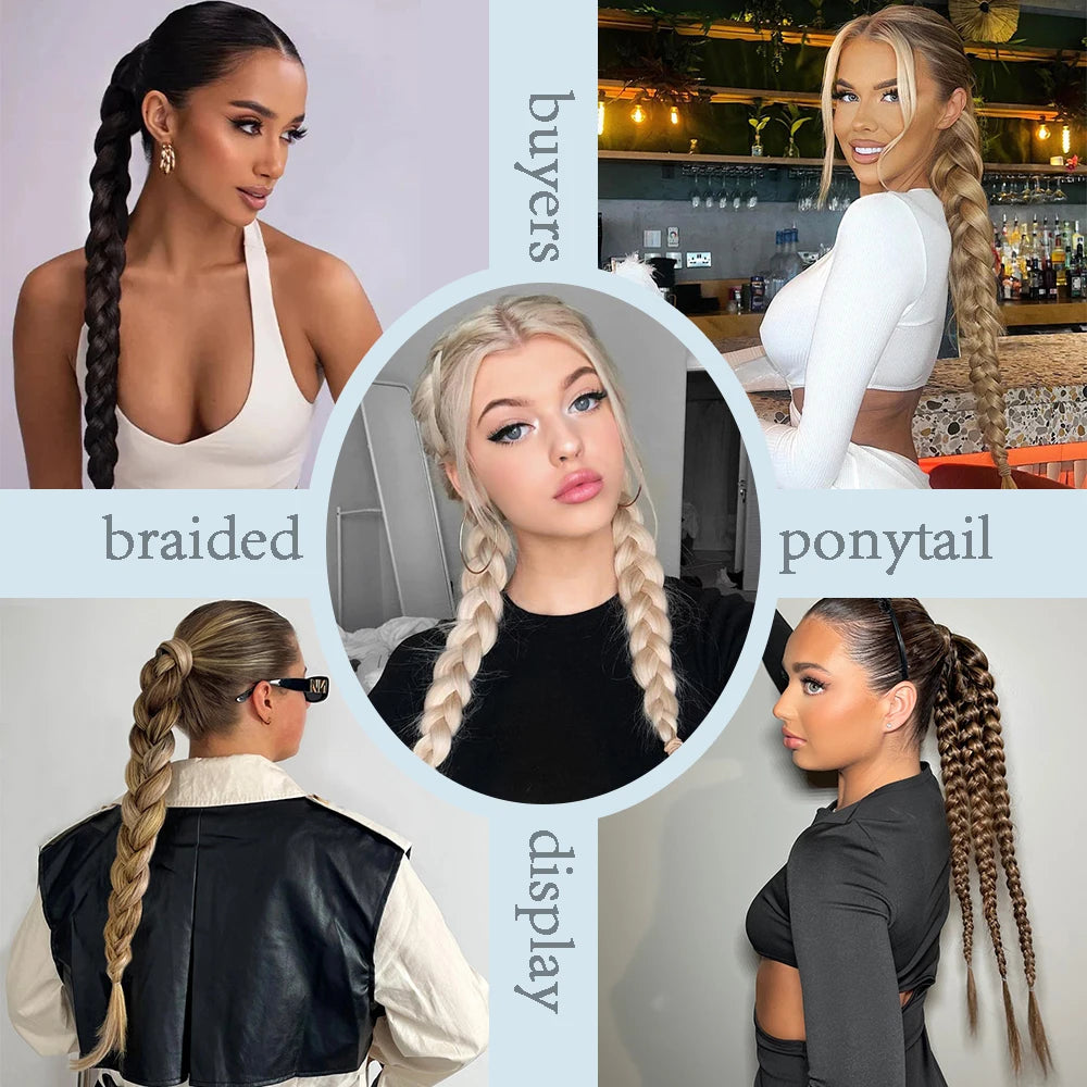 Synthetic Long Twist Braid Ponytail Hair Extensions