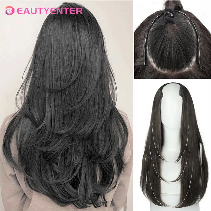 U-shaped Hair Extension Synthetic Hair Long Straight