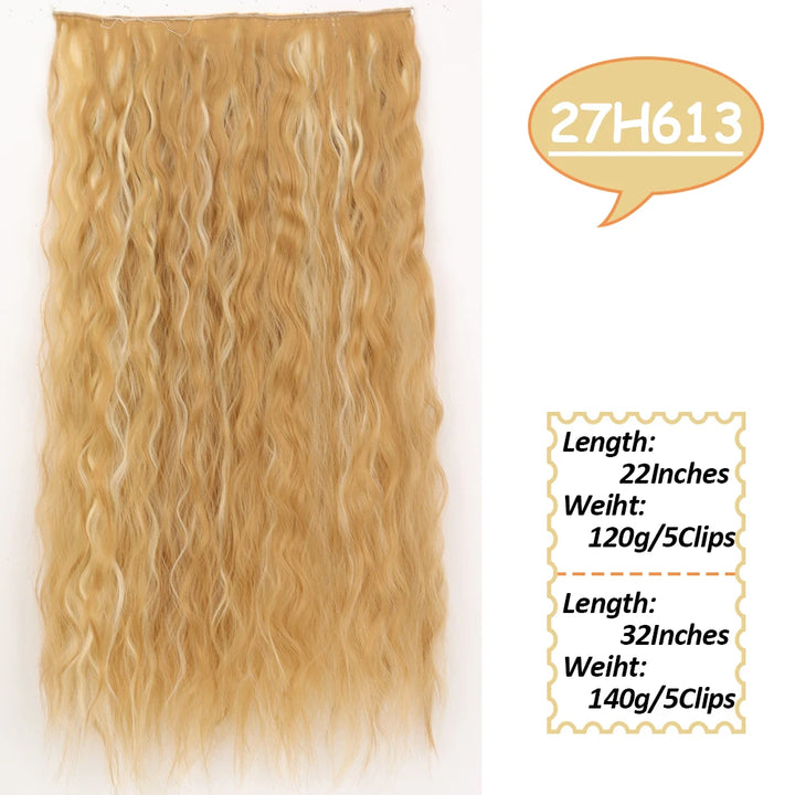 NICESY Synthetic Long Wavy 5 Clips Hair Extensions 22Inch/32Inch