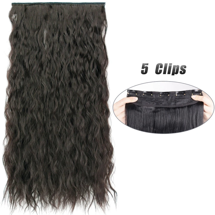 Synthetic 5 Clip In Hair Extensions Long Straight Natural Fake Hair For Women