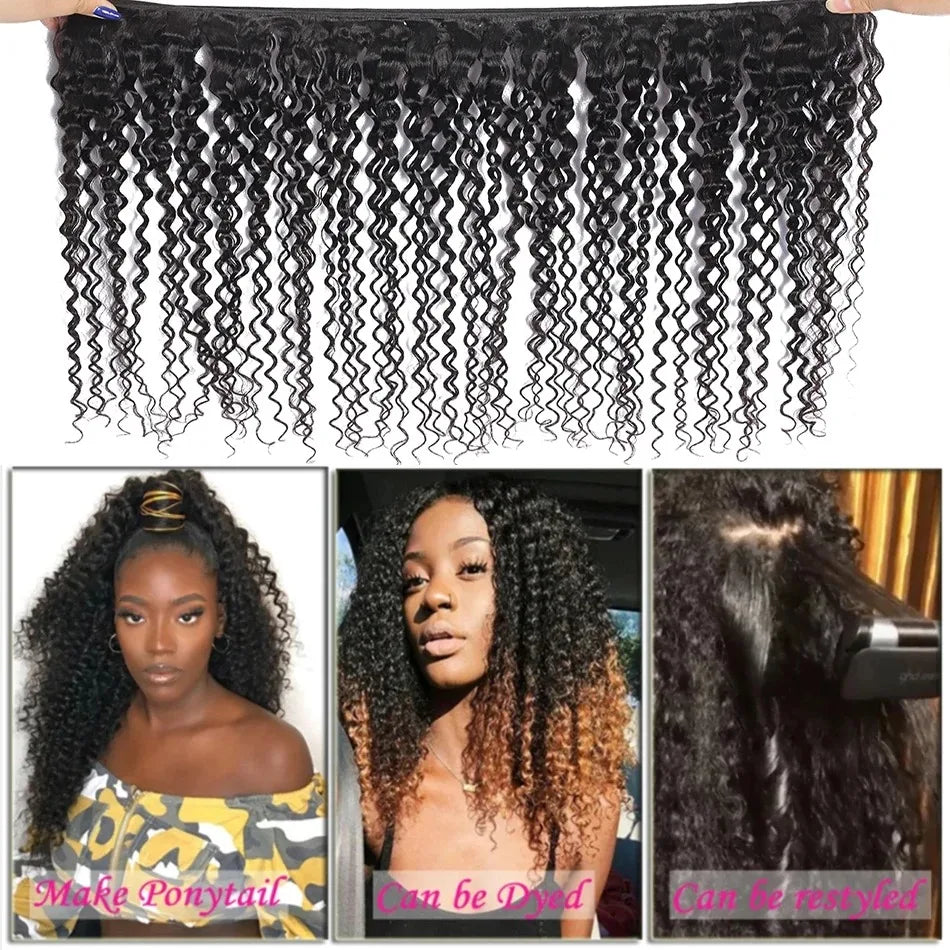 Mongolian Afro Kinky Curly Bundles Hair Extensions