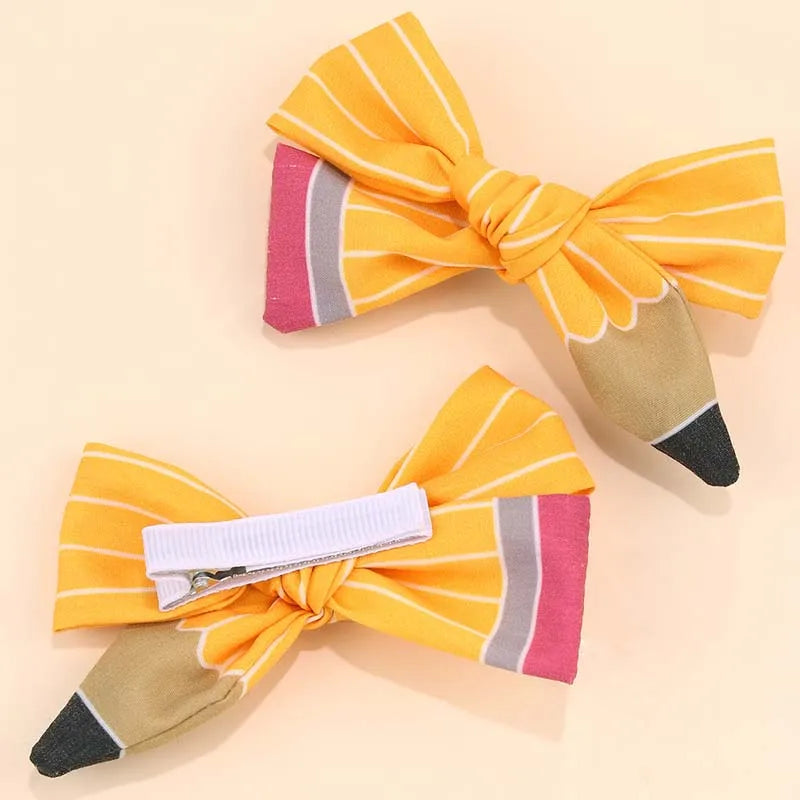 2Pcs New Pencil Hair Bow Clips for Baby Girls