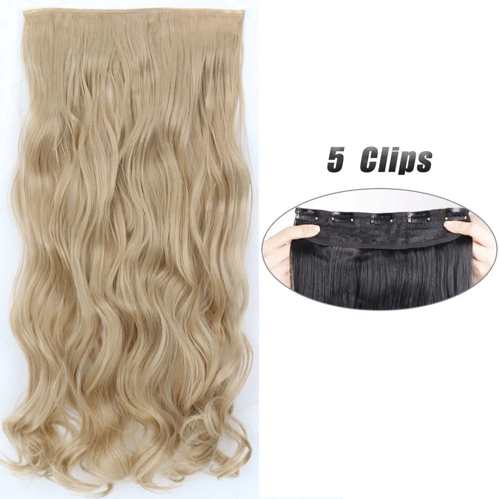 Synthetic 5 Clip In Hair Extensions Long Straight Natural Fake Hair For Women