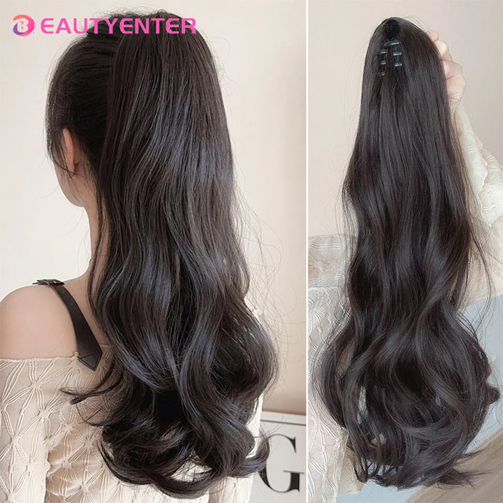 BEAUTYENTER Synthetic Long Curly Hair Band With Grab Clip