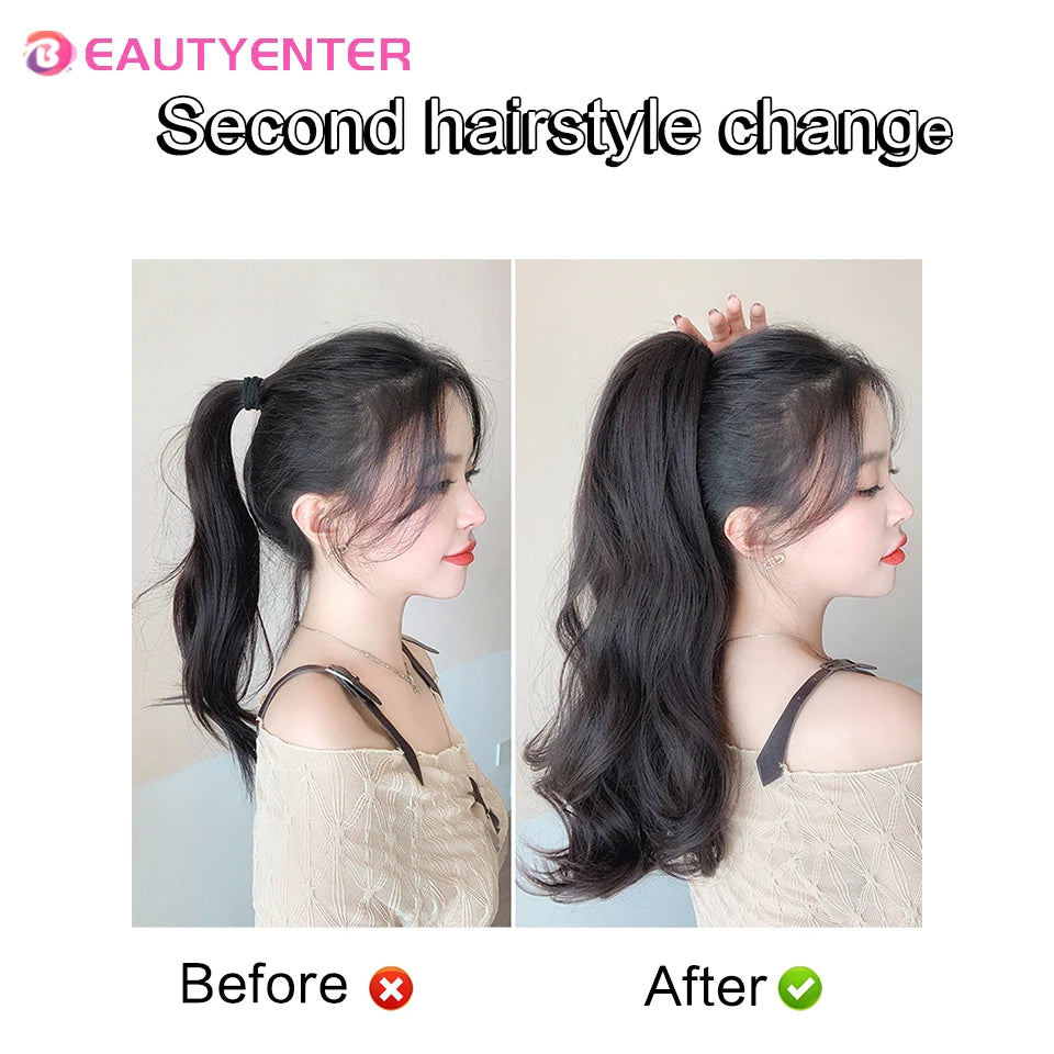 BEAUTYENTER Synthetic Long Curly Hair Band With Grab Clip