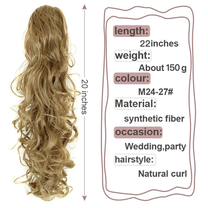 Synthetic Long Wavy Ponytail Ash Blonde Color Hair Extensions