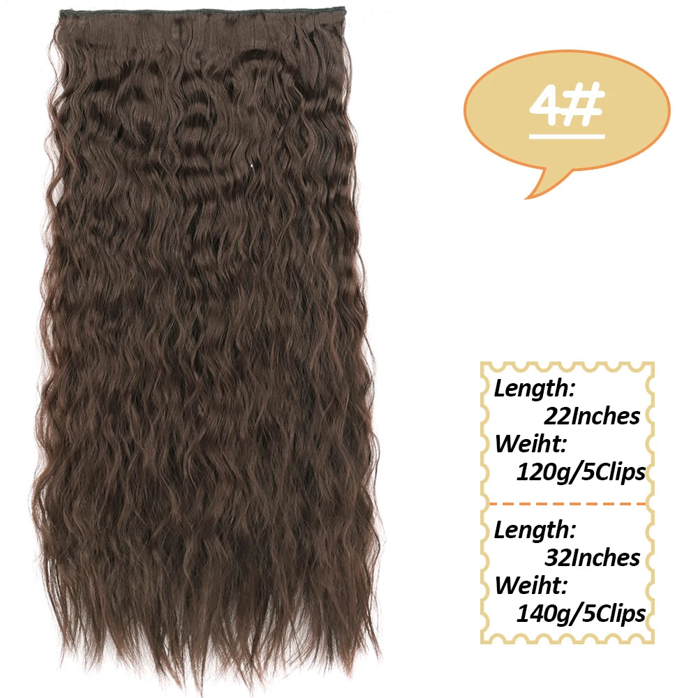 NICESY Synthetic Long Wavy 5 Clips Hair Extensions 22Inch/32Inch