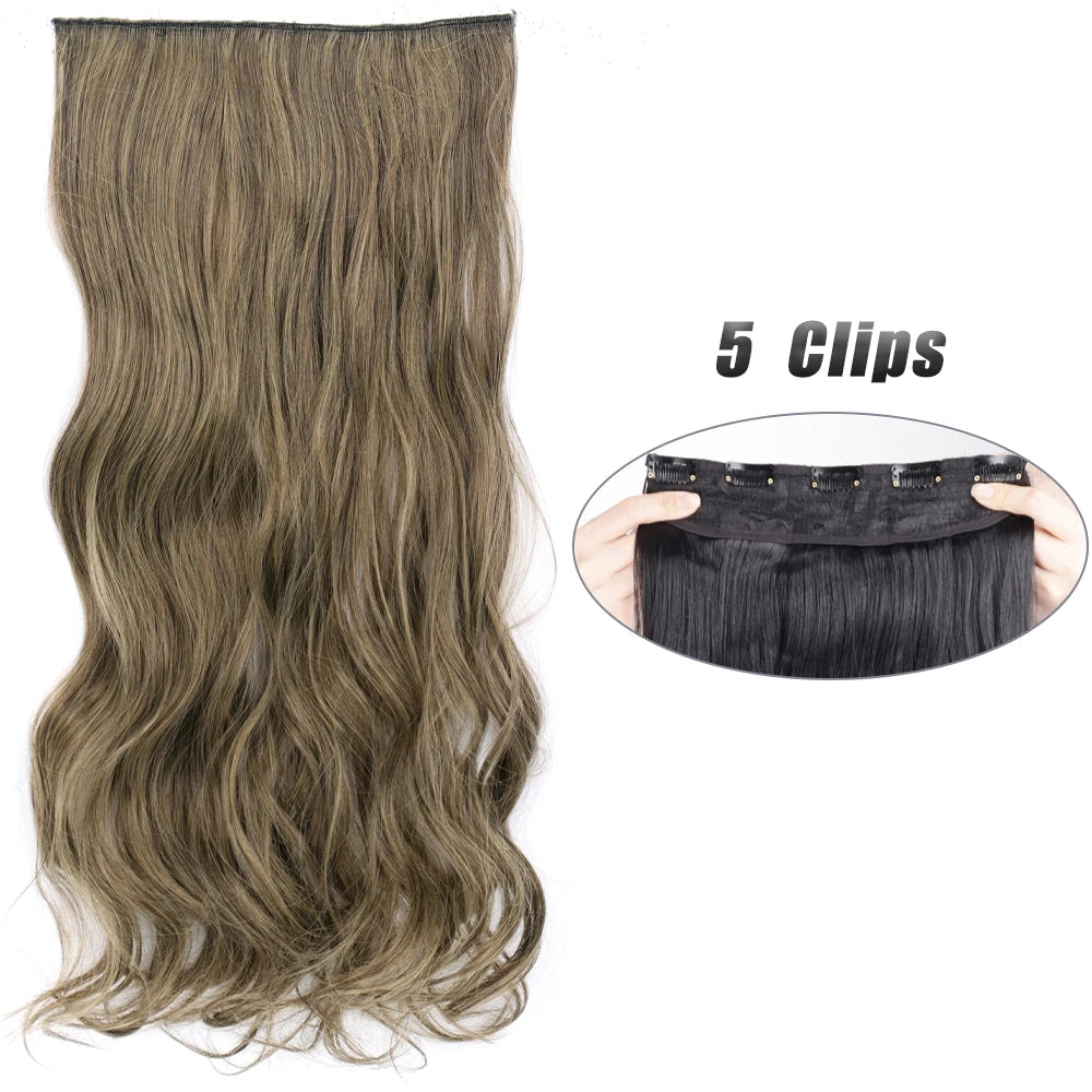 Synthetic 5 Clip In Hair Extensions Long Straight Natural Fake Hair For Women