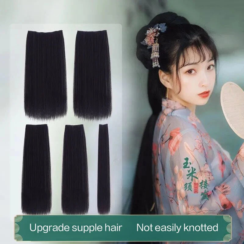 Hanfu wig piece corn whisker hairstyle one piece hair extension