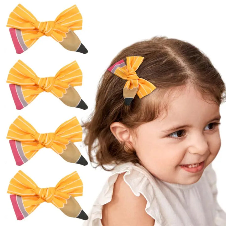 2Pcs New Pencil Hair Bow Clips for Baby Girls