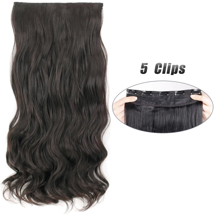 Synthetic 5 Clip In Hair Extensions Long Straight Natural Fake Hair For Women