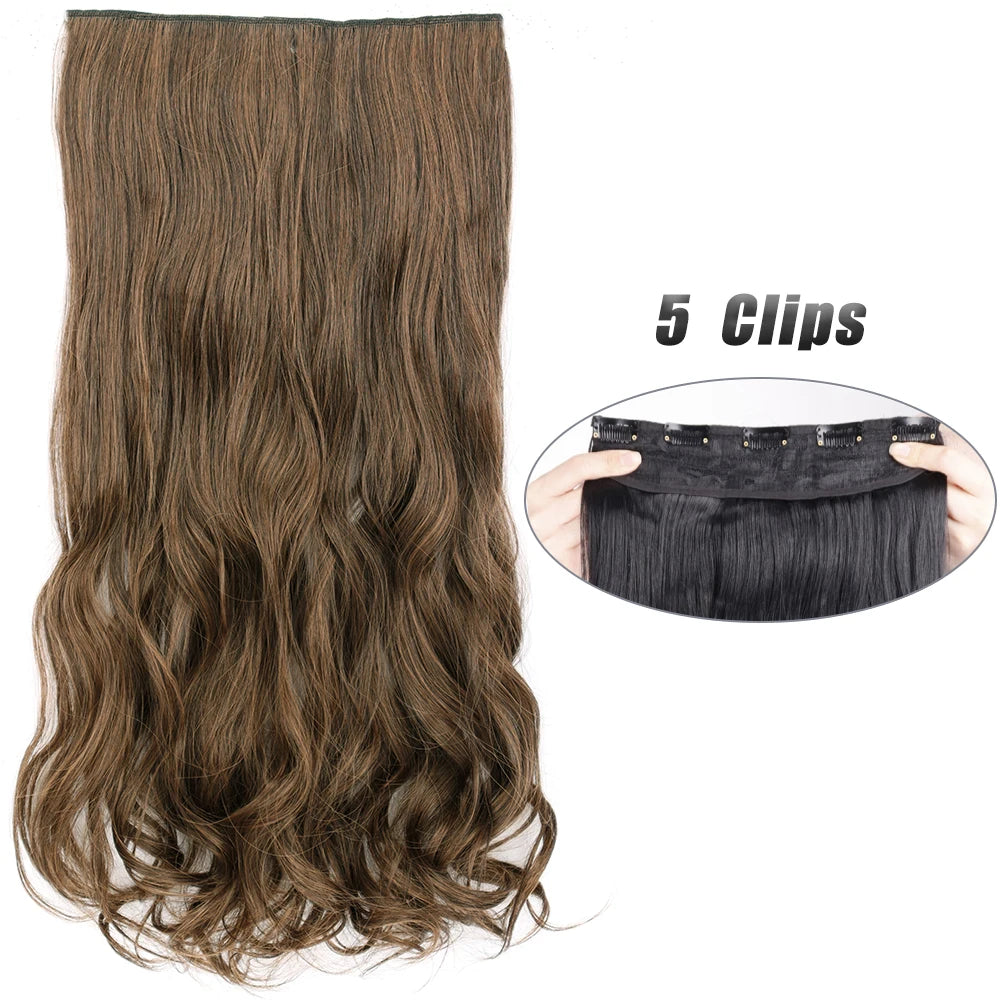 Synthetic 5 Clip In Hair Extensions Long Straight Natural Fake Hair For Women