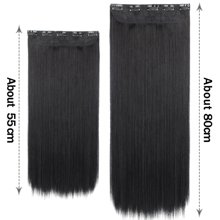 Synthetic 5 Clip In Hair Extensions Long Straight Natural Fake Hair For Women