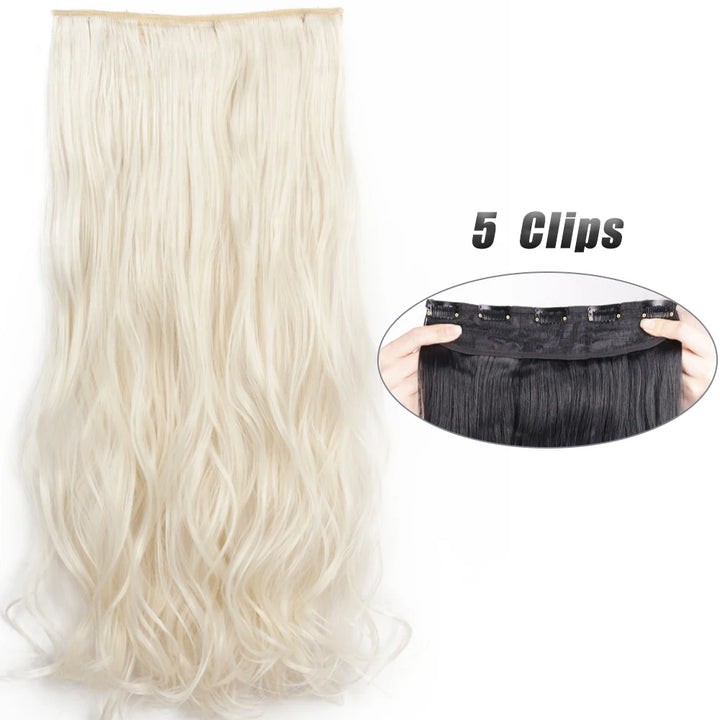 Synthetic 5 Clip In Hair Extensions Long Straight Natural Fake Hair For Women