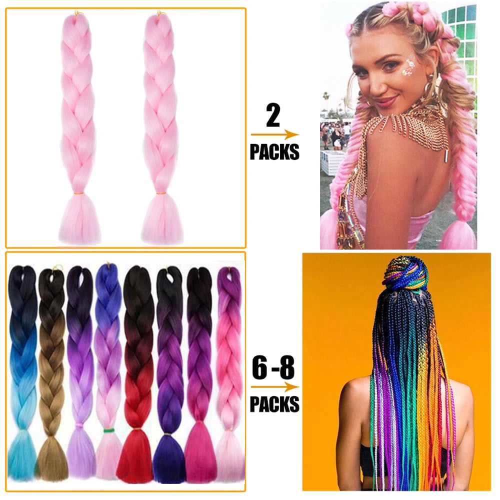 24" Synthetic Yaki Braids Hair Extension For Women