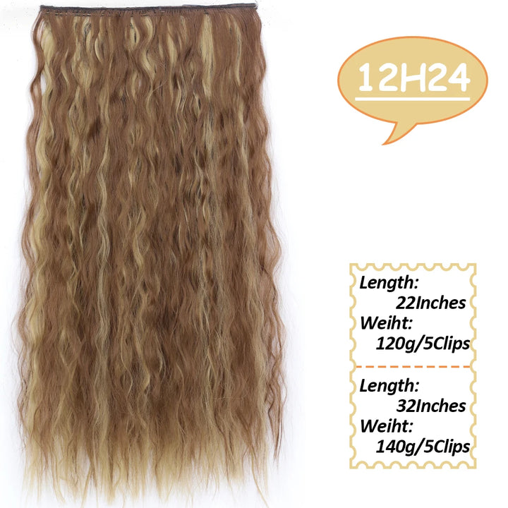 NICESY Synthetic Long Wavy 5 Clips Hair Extensions 22Inch/32Inch