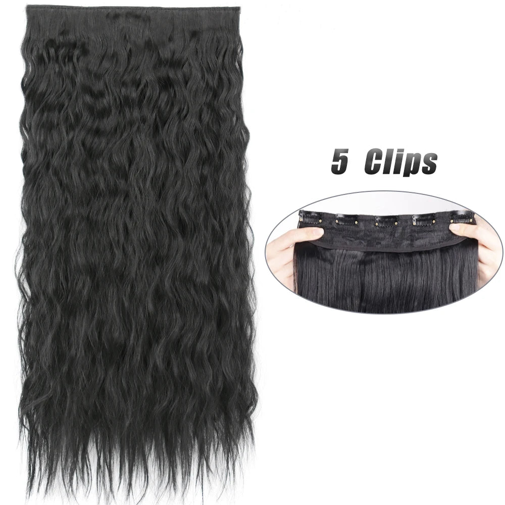 Synthetic 5 Clip In Hair Extensions Long Straight Natural Fake Hair For Women