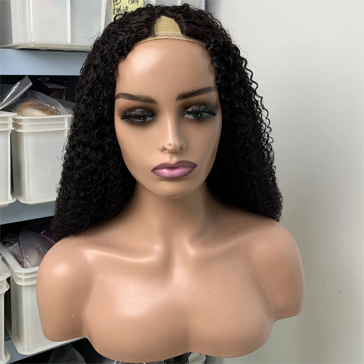 Kinky Curly V Part Wig Human Hair Deep