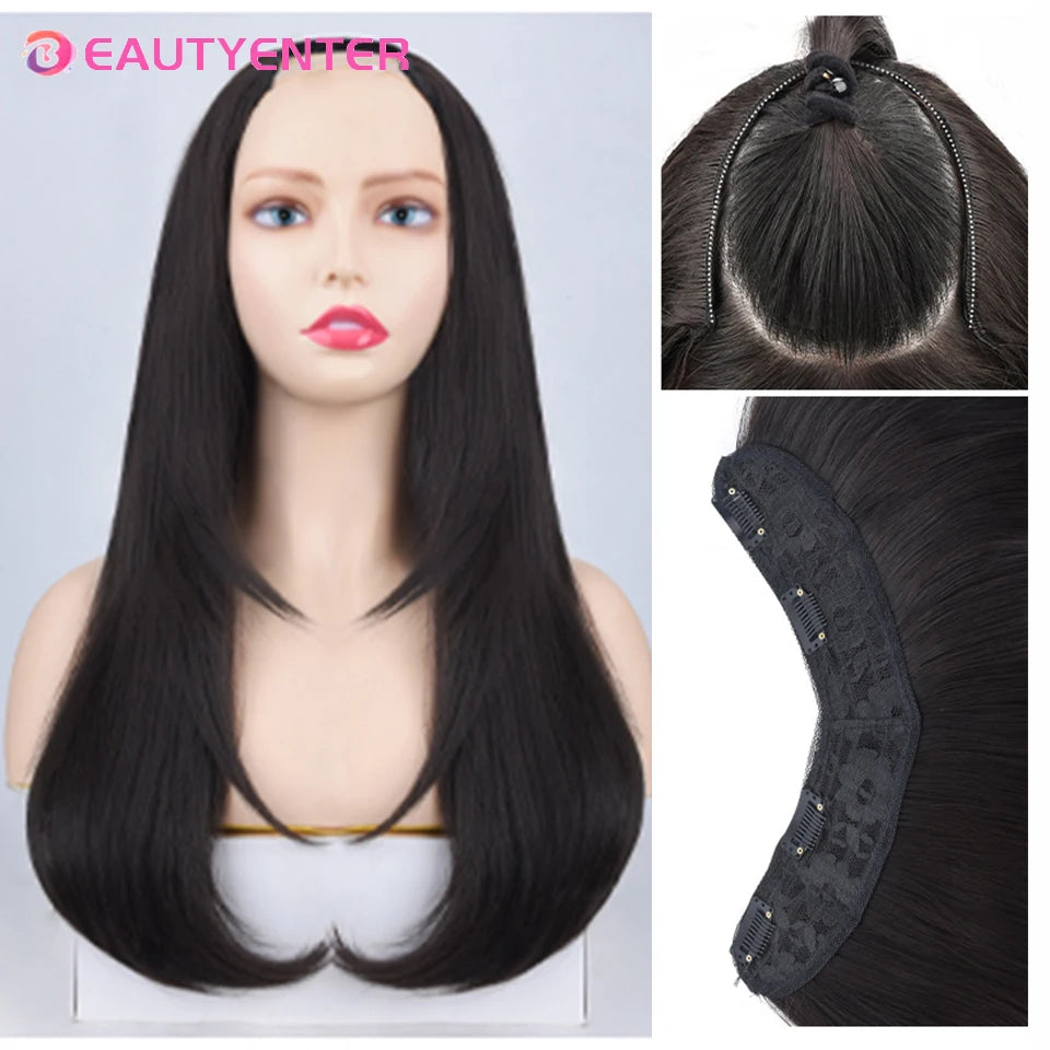 U-shaped Hair Extension Synthetic Hair Long Straight