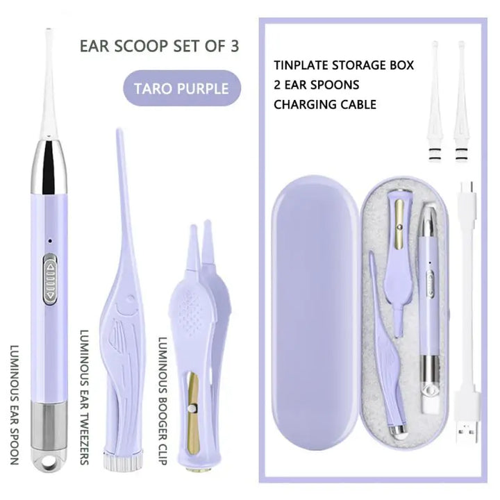 3 Pcs Luminous Ear Spoon Set Ear Wax Removal Cleaning Kit