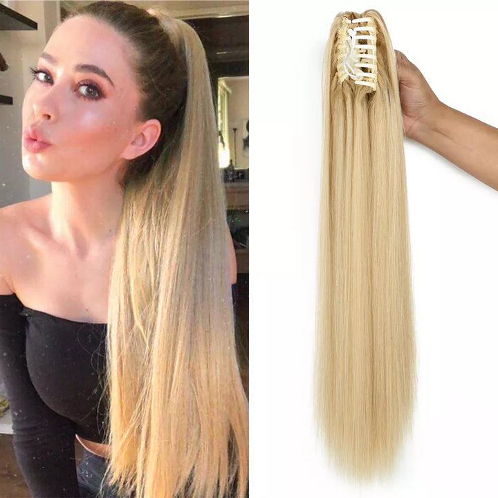 Synthetic Long Straight Claw Clip On Ponytail Hair Extensions