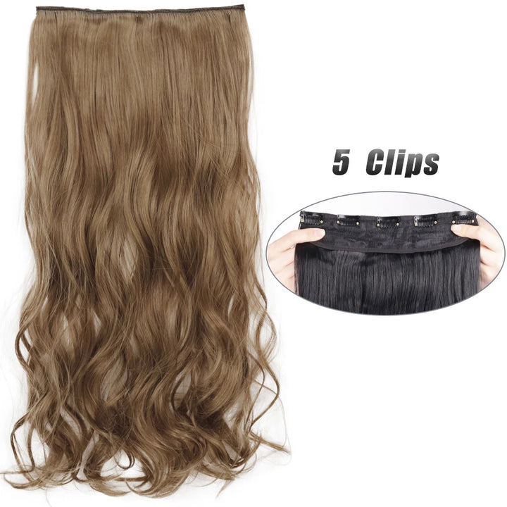 Synthetic 5 Clip In Hair Extensions Long Straight Natural Fake Hair For Women