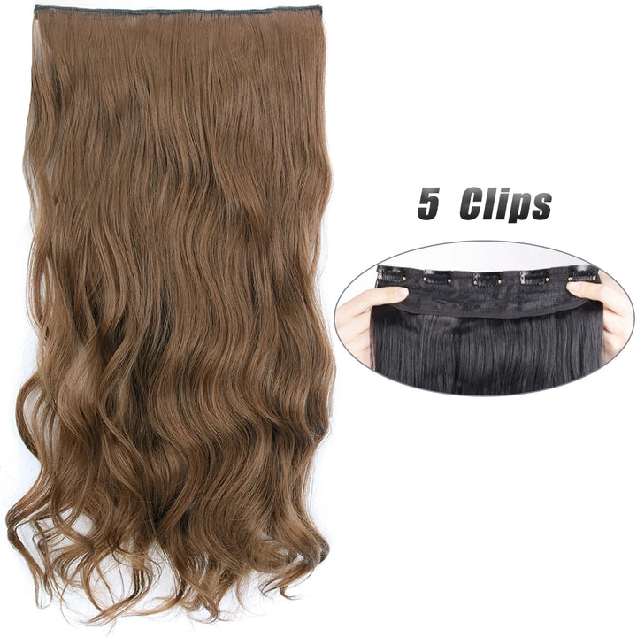 Synthetic 5 Clip In Hair Extensions Long Straight Natural Fake Hair For Women